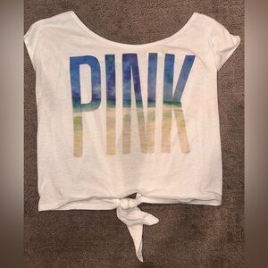 Victoria's Secret Pink Beach Boxy Tee with Open Tie-Back | x-small
